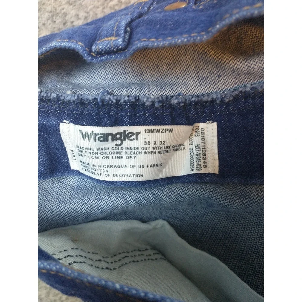 Wrangler Cowboy Cut Mens Jeans Indigo Blue Straight Leg Denim Pants 34x31